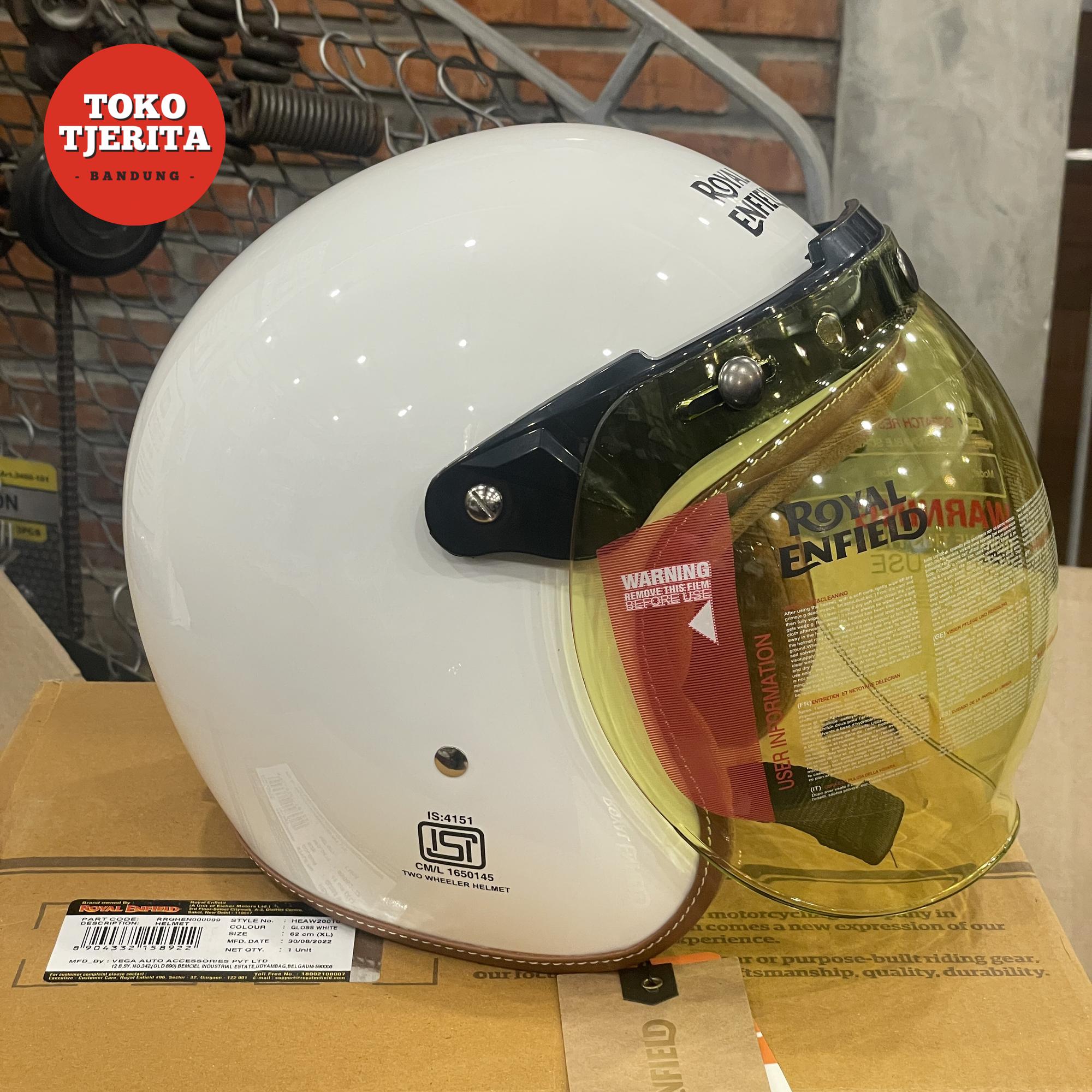 Helm Bobber Putih Lis Hitam XL Kecil RRGHEN000099 - Royal Enfield ASLI