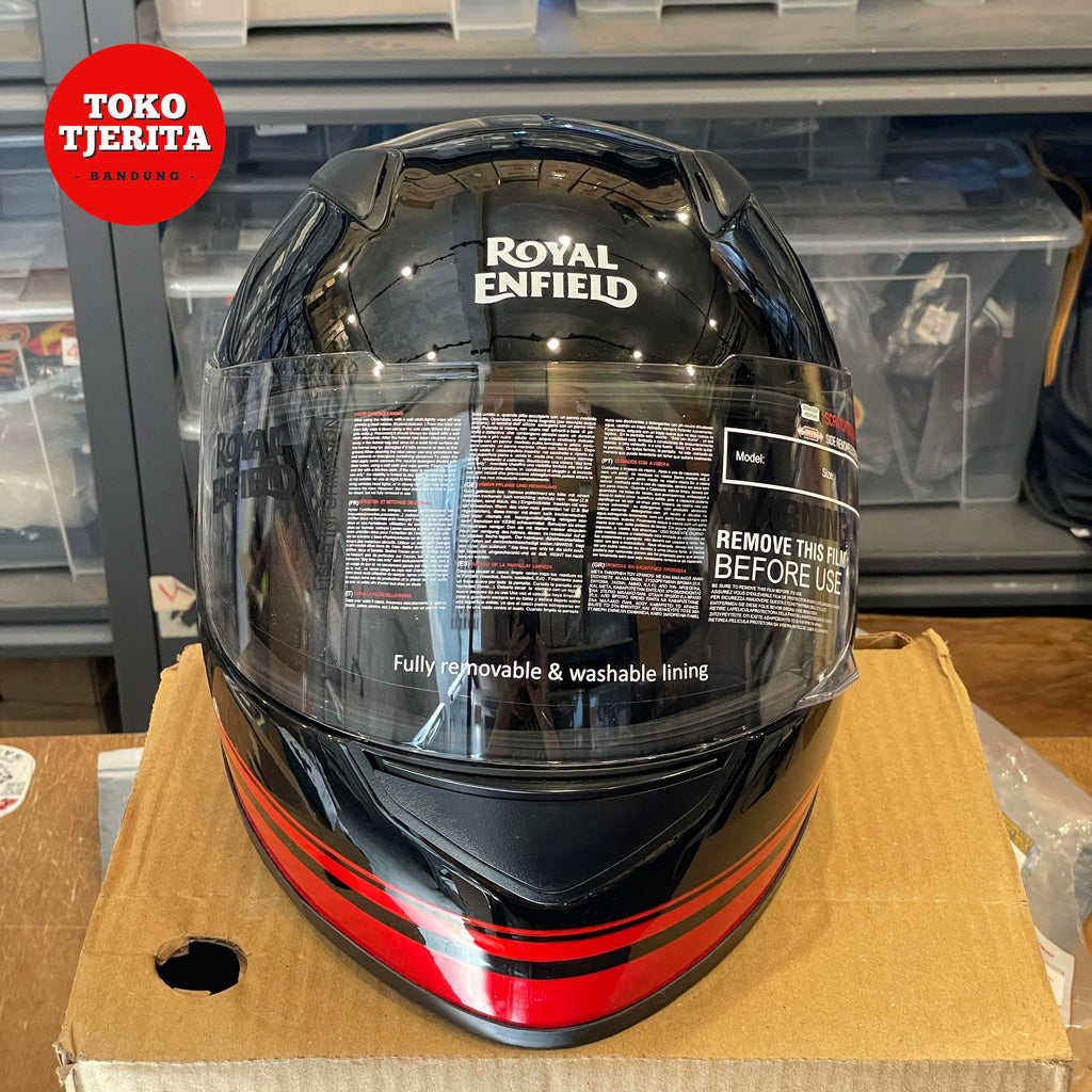 Helm Full Face Stripes Hitam Merah L 60 cm RRGHEP0000153 - Royal Enfield ASLI