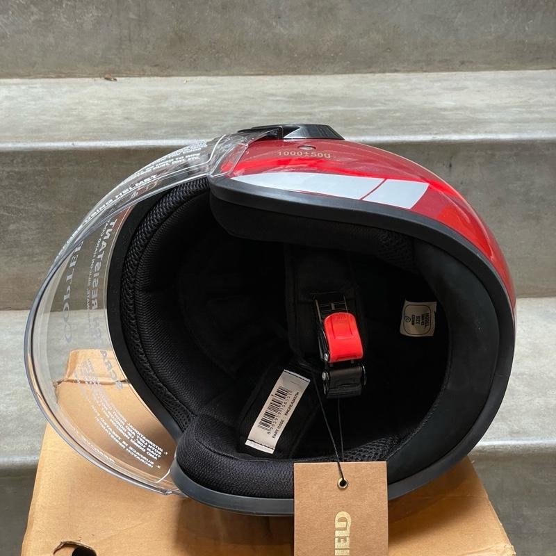 Helm Open Face Long Visor Copter Merah Maroon Kilap RRGHEA240794 XL KECIL - Royal Enfield ASLI