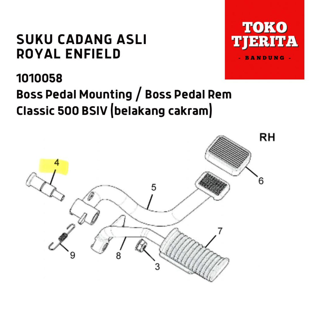 Boss Pedal Rem 1010058 Classic 500 Belakang Cakram - Royal Enfield ASLI