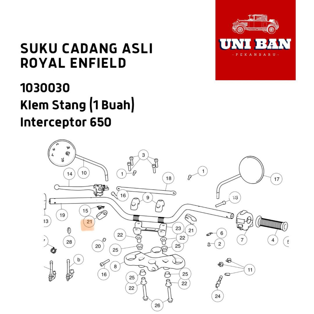 Klem Stang (1 Buah) Interceptor 650 1030030 - Royal Enfield ASLI