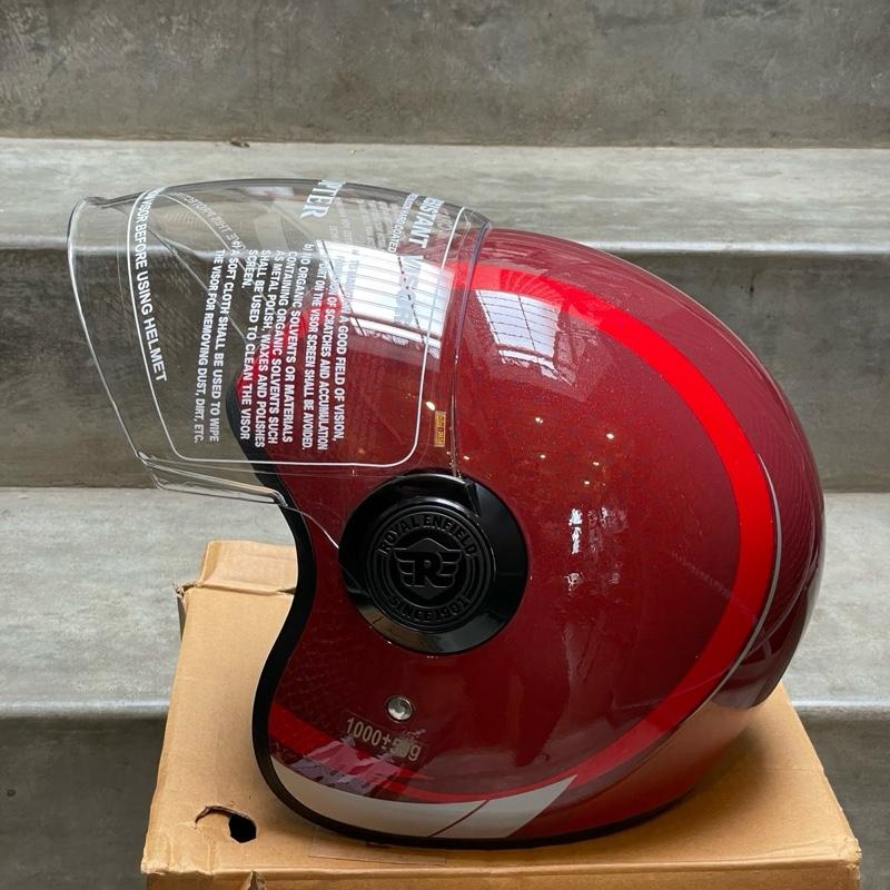 Helm Open Face Long Visor Copter Merah Maroon Kilap RRGHEA240794 XL KECIL - Royal Enfield ASLI