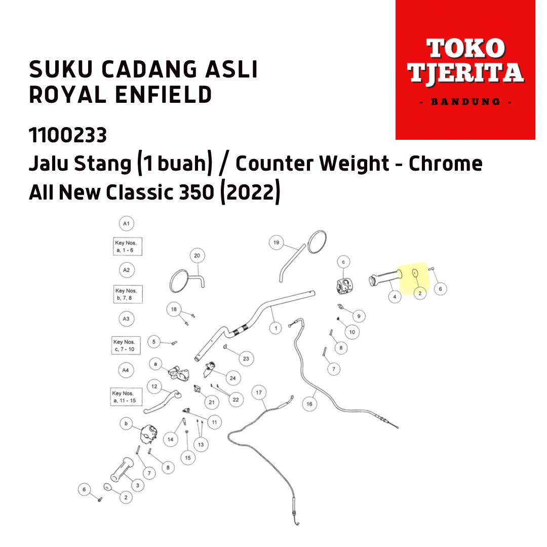 Jalu Stang (1 Buah) Chrome Counter Weight 1100233 Meteor 350 All New Classic 350 Reborn 2022 - Royal Enfield