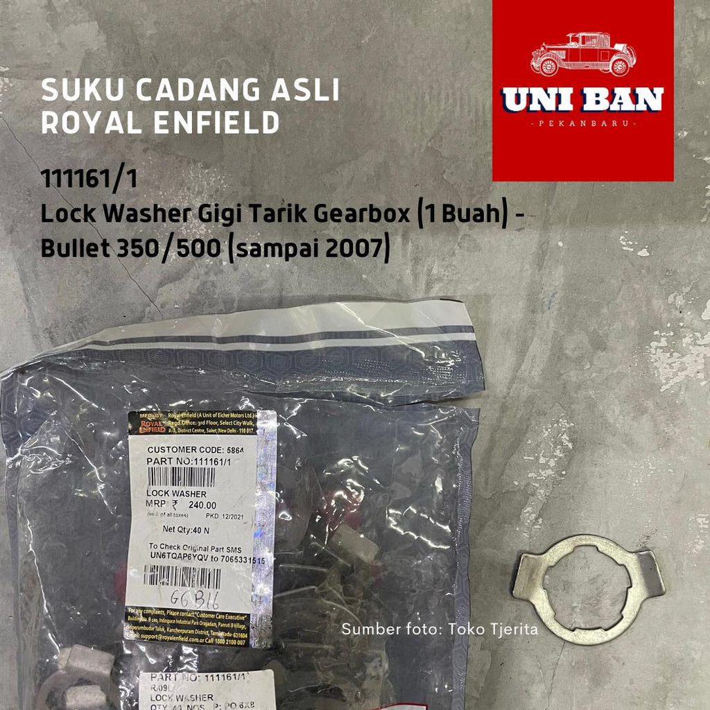 Lock Washer (1 Buah) Gearbox Bullet 2002-2007 111161/1 - Royal Enfield