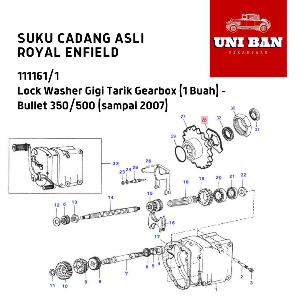 Lock Washer (1 Buah) Gearbox Bullet 2002-2007 111161/1 - Royal Enfield