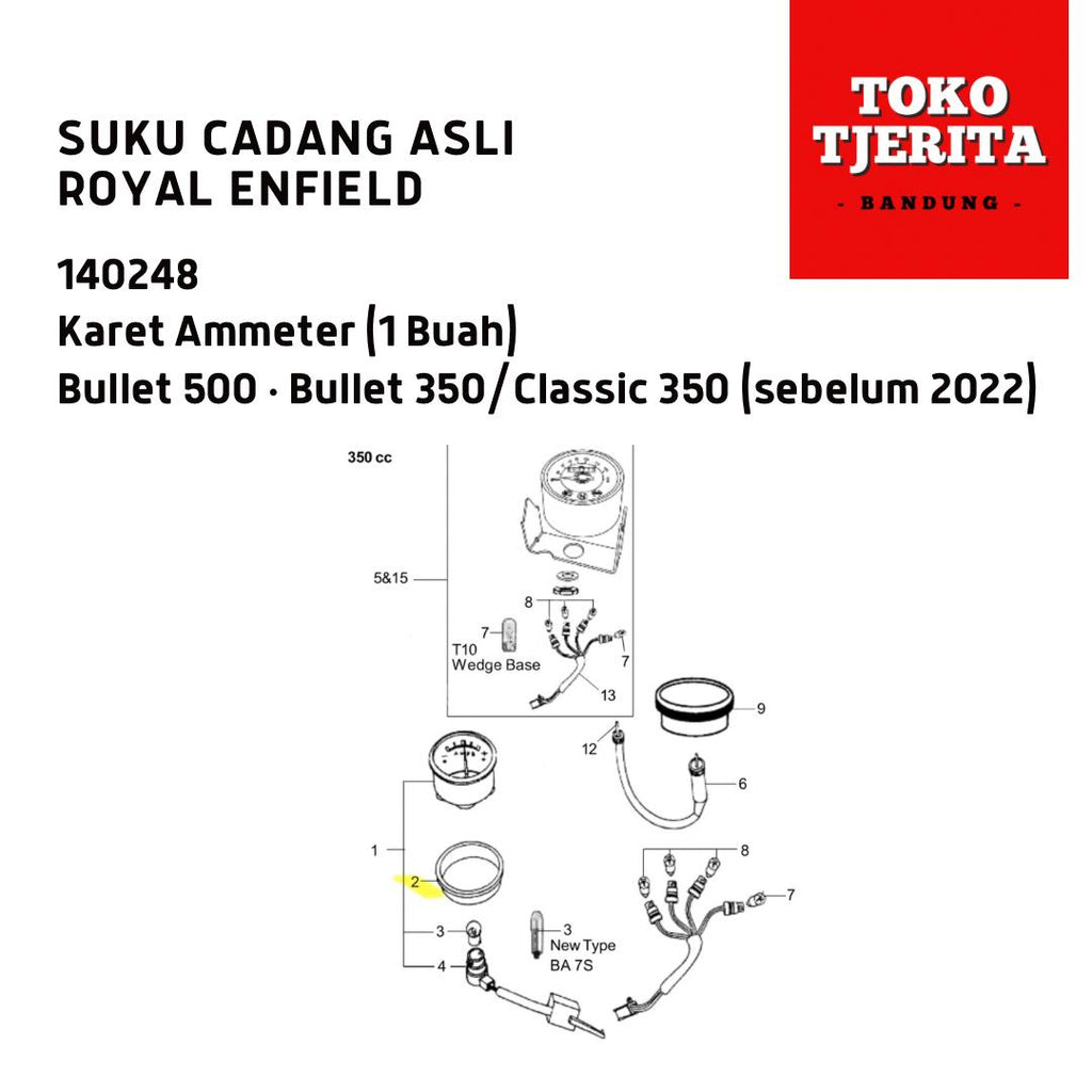 Karet Ammeter (1 Buah) Bullet Classic 350 Bullet 500 (karburator) 140248 - Royal Enfield ASLI