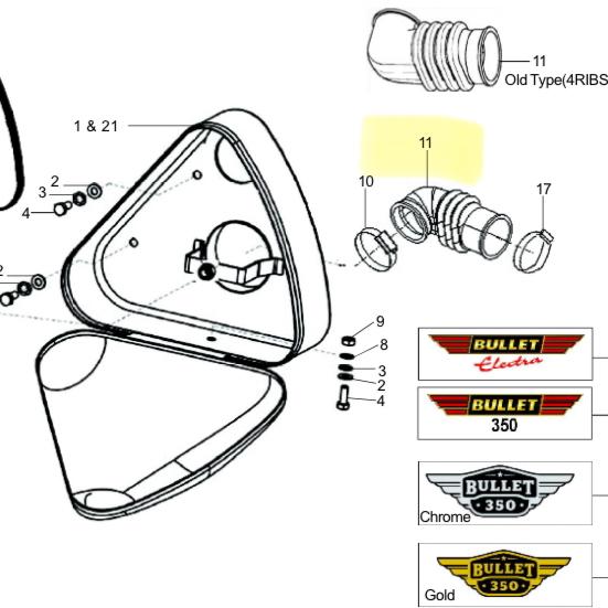 Pipa Saringan Udara Karburator 143497 Suction Pipe Royal Enfield ASLI