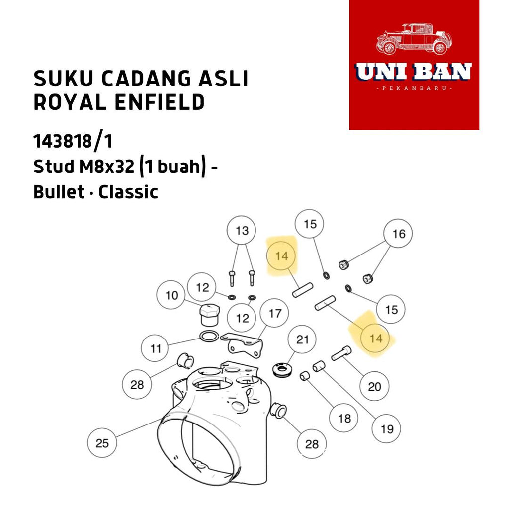 Stud Klip Stang (1 Buah) Bullet Classic 143818 - Royal Enfield ASLI