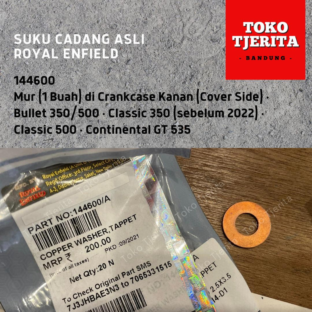 Ring (1 Buah) Crankcase Kanan Bullet Classic 144600 Royal Enfield ASLI