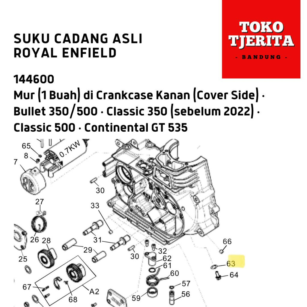 Ring (1 Buah) Crankcase Kanan Bullet Classic 144600 Royal Enfield ASLI