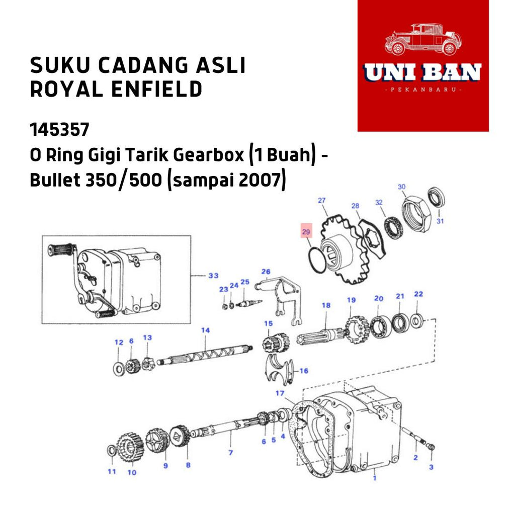 O Ring Gigi Tarik Gearbox 1 Buah Bullet 2002-2007 145357 Royal Enfield