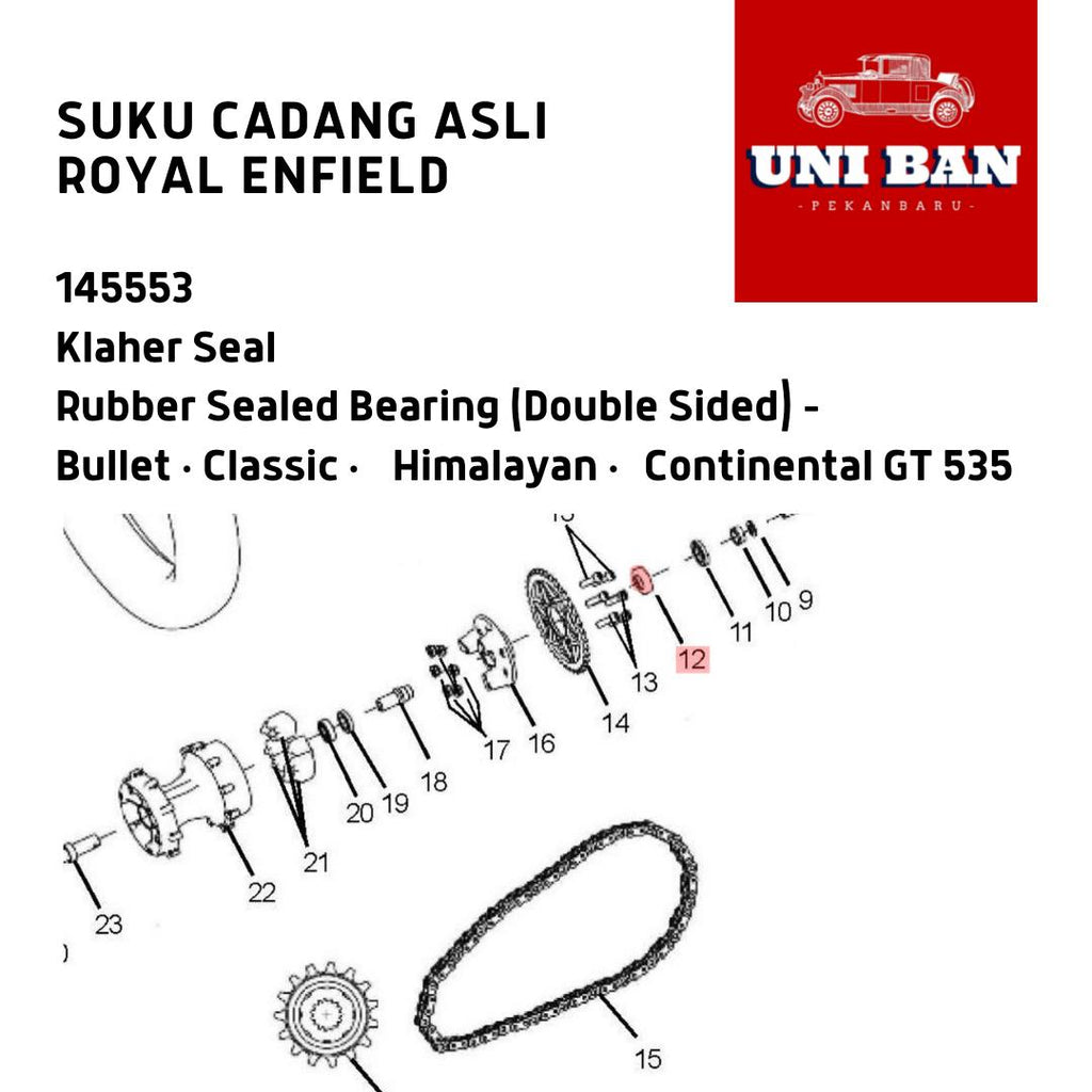 Rubber Sealed Bearing 145553 Klaher Classic Himalayan - Royal Enfield
