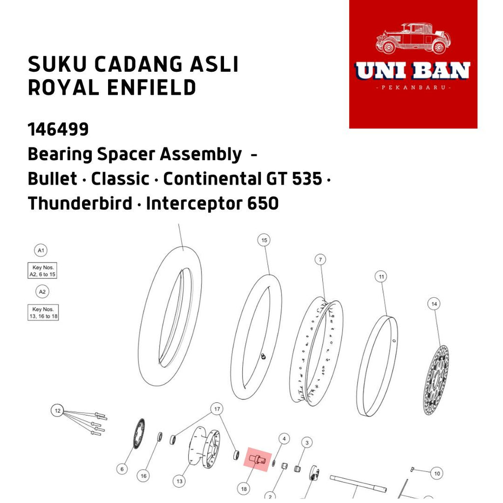 Bearing Spacer Roda Belakang 146499 - Royal Enfield ASLI