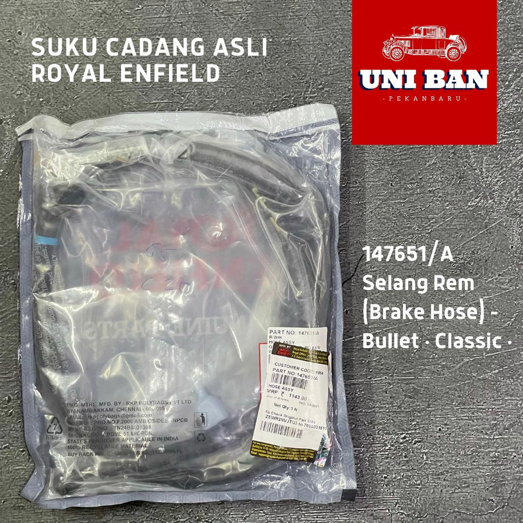 Selang Rem / Brake Hose 147651 Classic Bullet - Royal Enfield ASLI