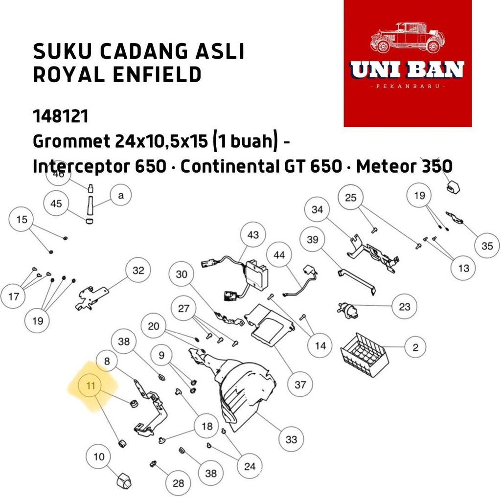 Grommet (1 Buah) Interceptor 650 Meteor 350 148121 Royal Enfield ASLI