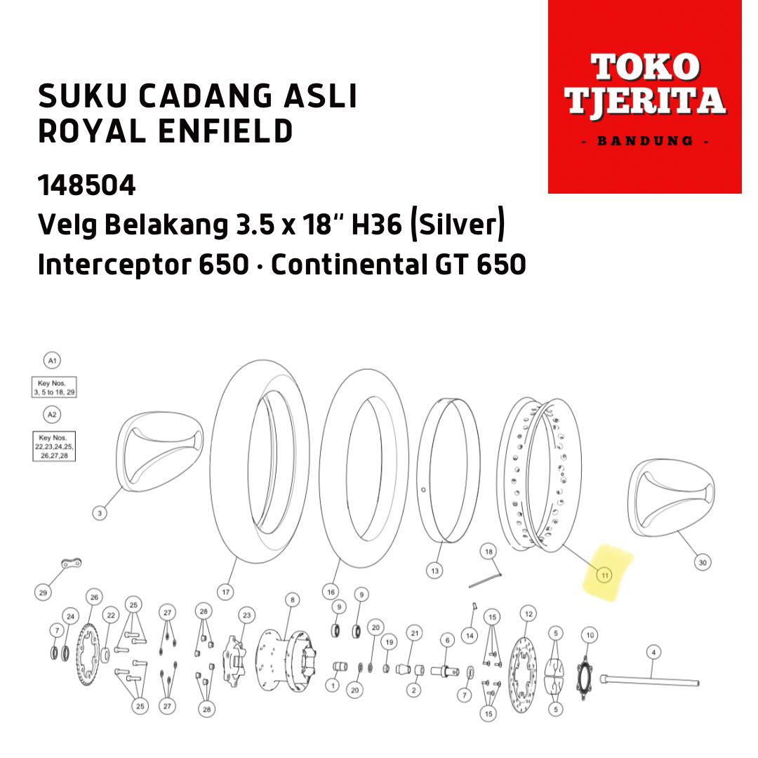 Velg Belakang Silver Interceptor 650 148504 - Royal Enfield ASLI
