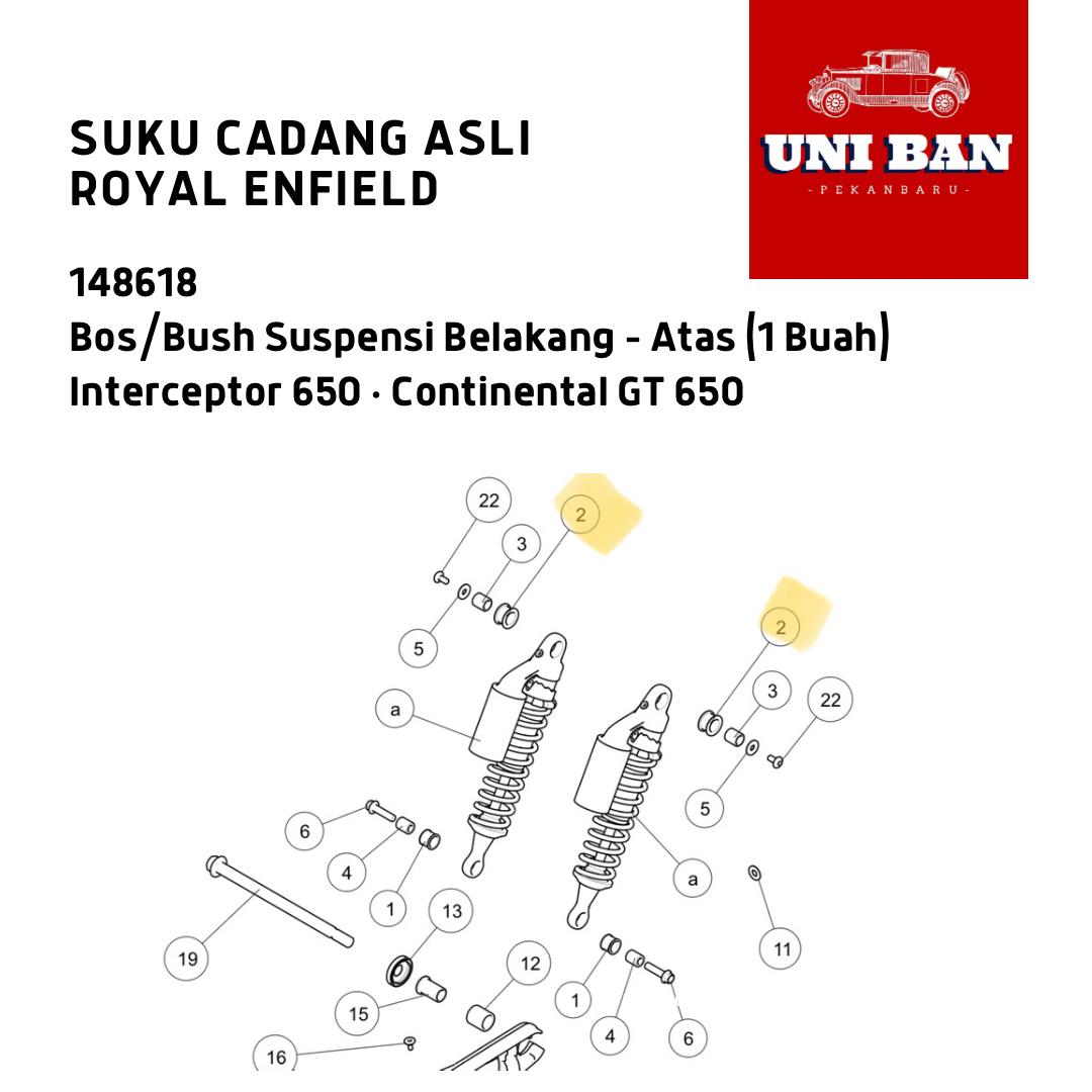 Bush 1 Buah Shock Belakang Atas Interceptor 148618 Royal Enfield ASLI