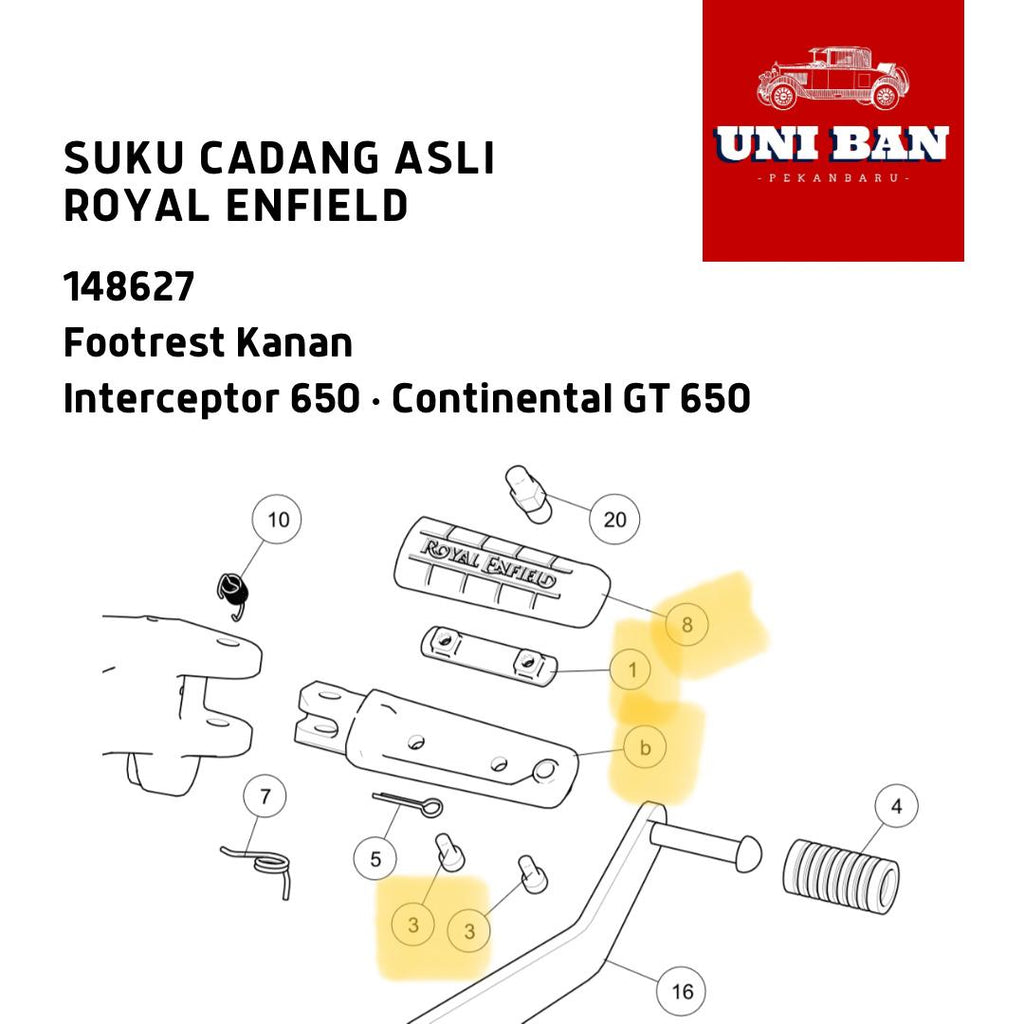 Footrest Footstep Kanan Interceptor 650 148627 - Royal Enfield ASLI
