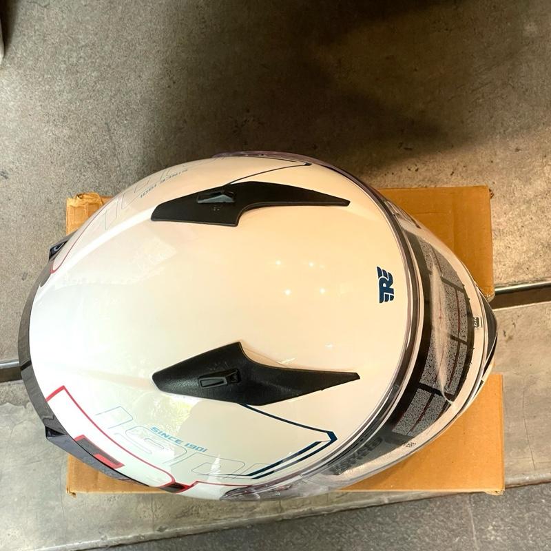 Helm Full Face Roadster 1901 Putih Merah Biru Kilap XL BESAR 62cm RRGHEA240660 - Royal Enfield ASLI