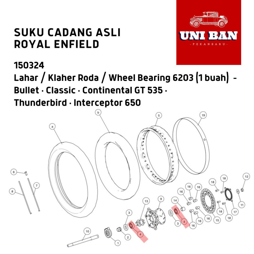 Bearing Klaher Lahar Roda Depan Belakang 150324 - Royal Enfield ASLI