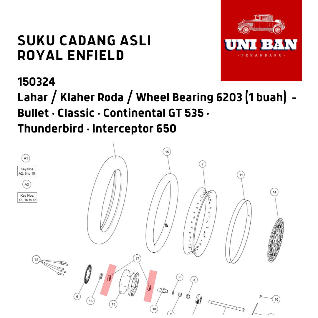 Bearing Klaher Lahar Roda Depan Belakang 150324 - Royal Enfield ASLI