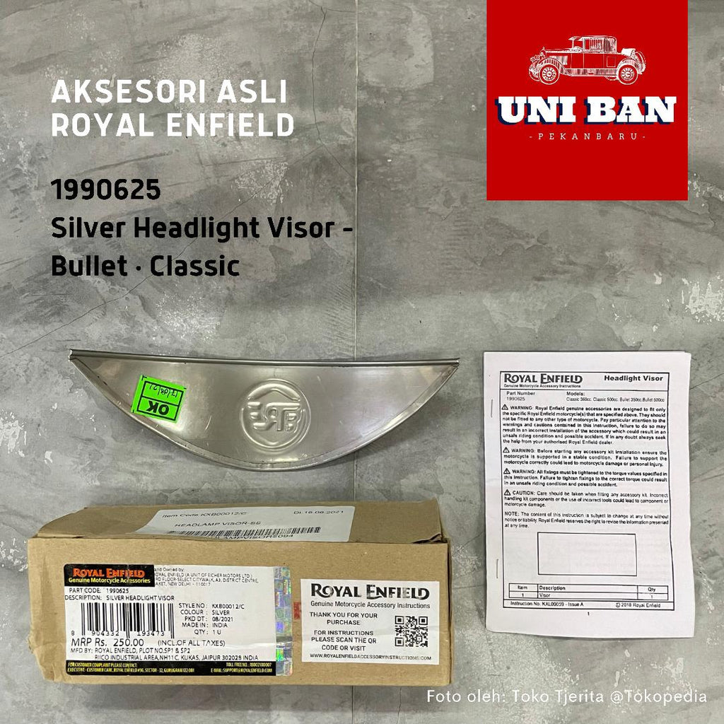 Silver Headlight Visor 1990625 Classic Bullet - Royal Enfield ASLI