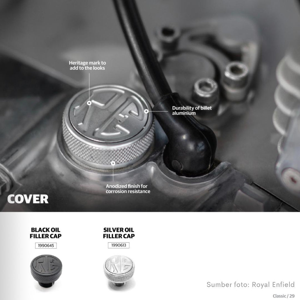 Black Oil Filler Cap 1990645 Classic Bullet - Royal Enfield ASLI