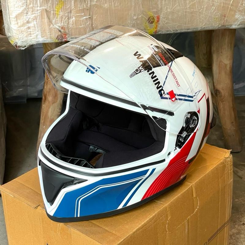 Helm Full Face Roadster 1901 Putih Merah Biru Kilap XL BESAR 62cm RRGHEA240660 - Royal Enfield ASLI