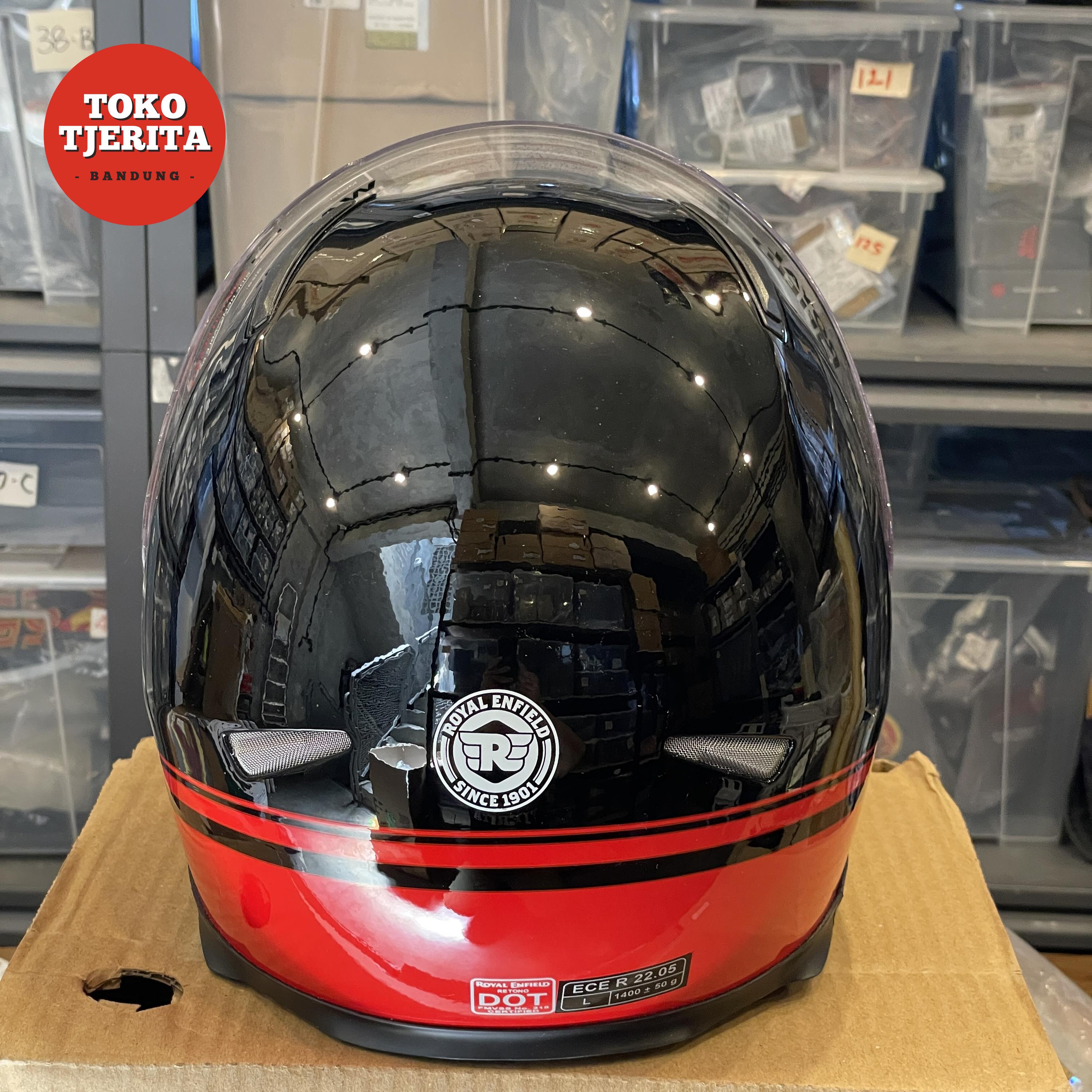 Helm Full Face Stripes Hitam Merah L 60 cm RRGHEP0000153 - Royal Enfield ASLI