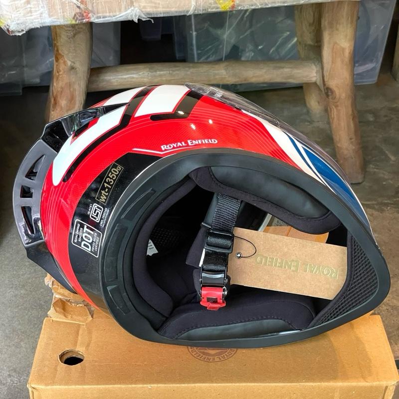 Helm Full Face Roadster 1901 Putih Merah Biru Kilap XL BESAR 62cm RRGHEA240660 - Royal Enfield ASLI