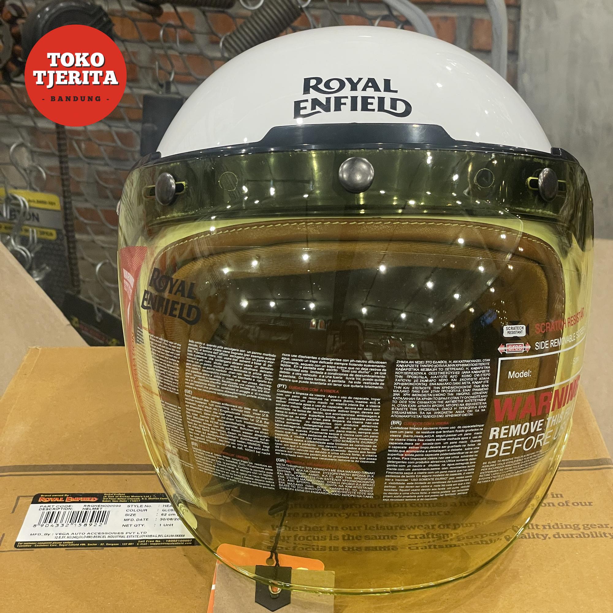 Helm Bobber Putih Lis Hitam XL Kecil RRGHEN000099 - Royal Enfield ASLI