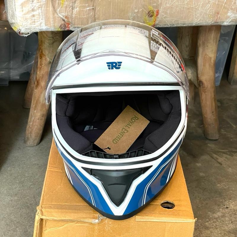 Helm Full Face Roadster 1901 Putih Merah Biru Kilap XL BESAR 62cm RRGHEA240660 - Royal Enfield ASLI