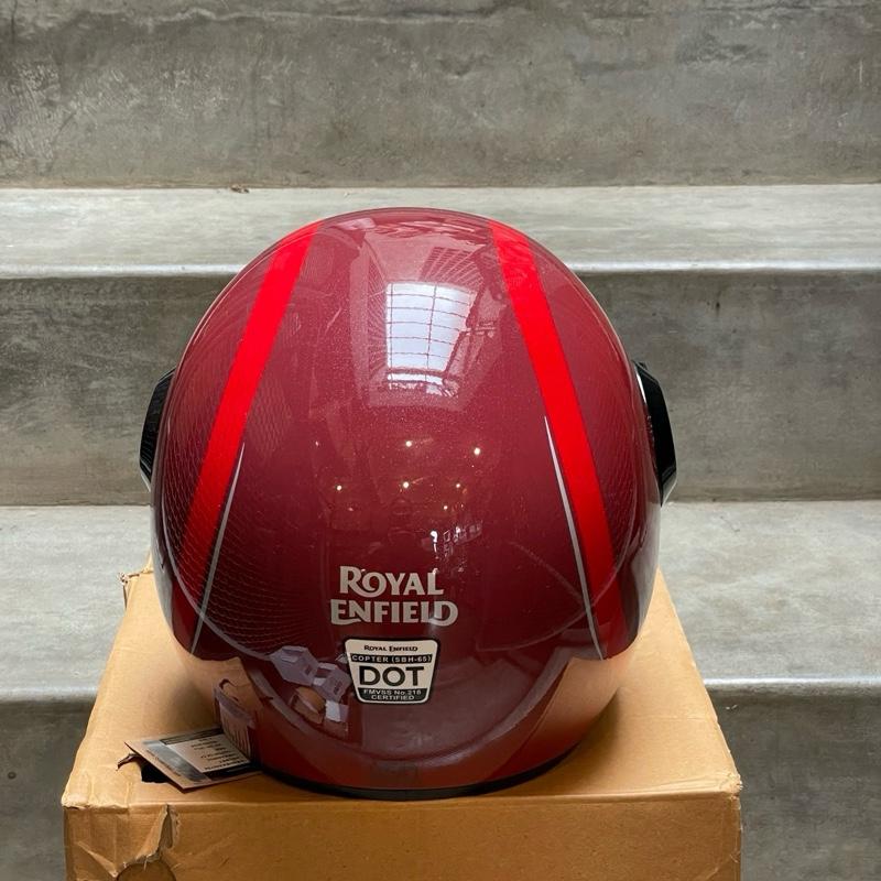 Helm Open Face Long Visor Copter Merah Maroon Kilap RRGHEA240794 XL KECIL - Royal Enfield ASLI