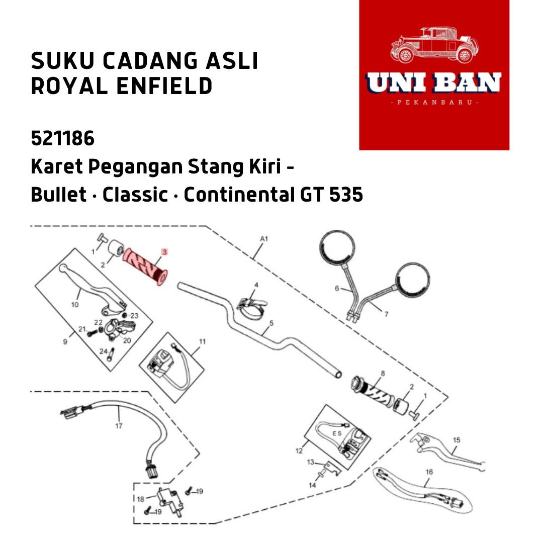 Handle Grip Kiri Bullet Classic 521186 - Royal Enfield ASLI