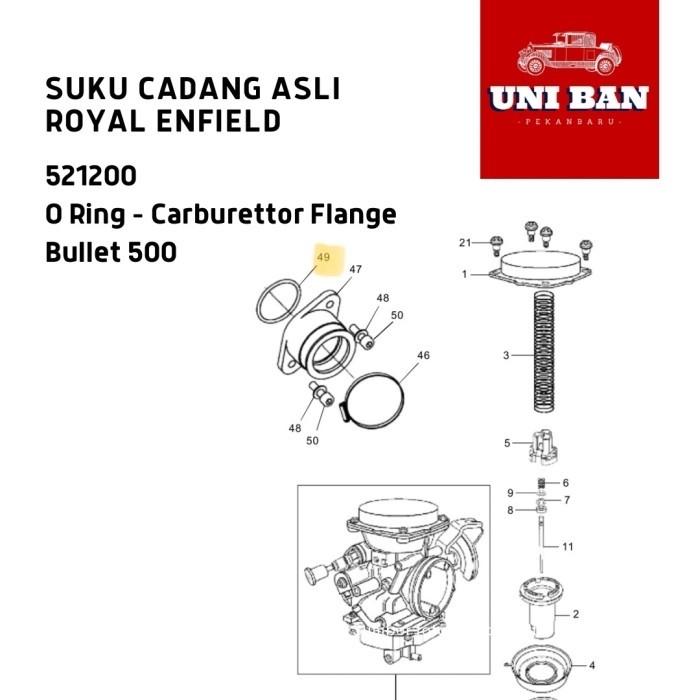 O Ring Karburator Flange Bullet 500 521200 - Royal Enfield ASLI