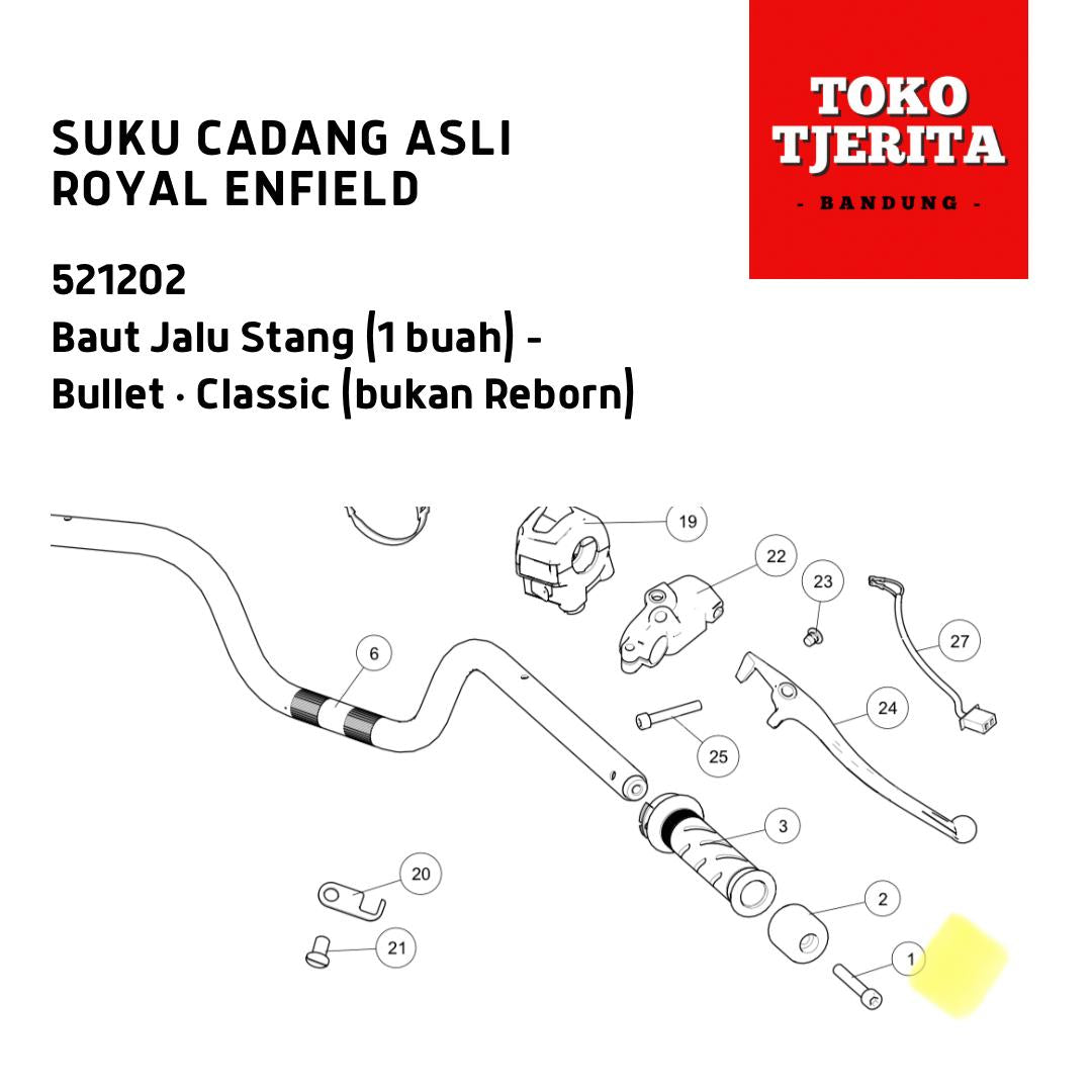 Baut Jalu Stang (1 Buah) Bullet Classic 521202 - Royal Enfield ASLI