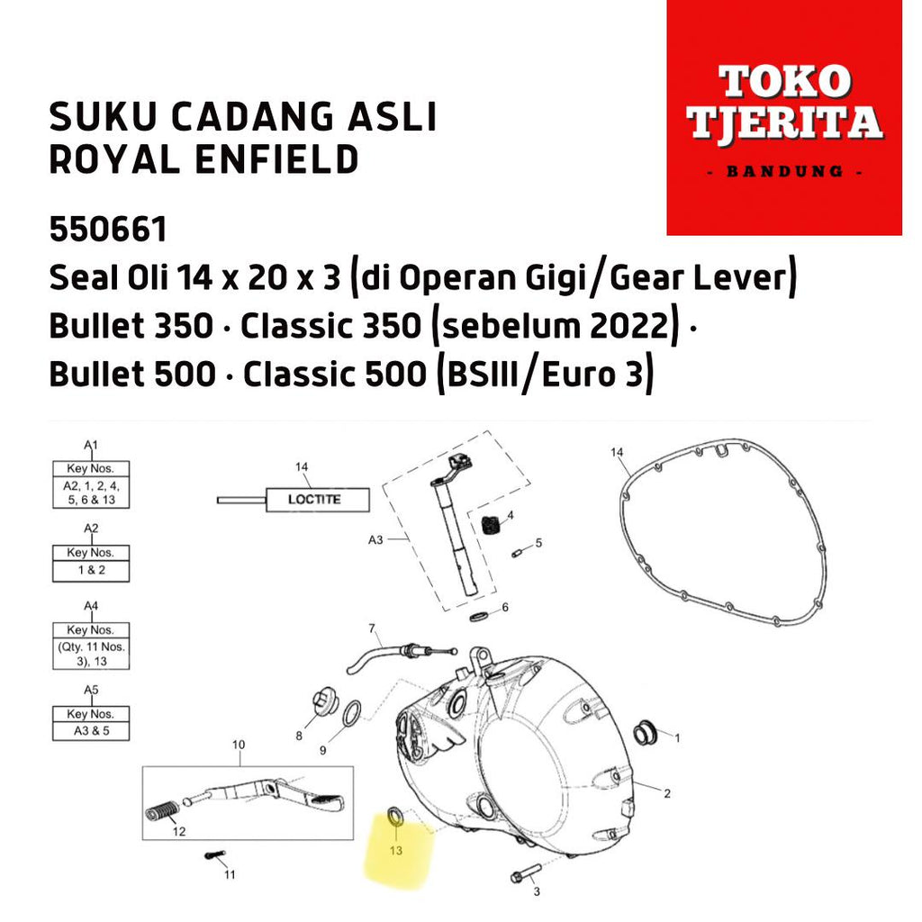 Seal Oli Operan Gigi Classic 500 Euro 3 550661 - Royal Enfield ASLI
