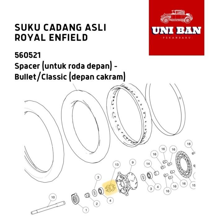 Spacer Roda Depan Cakram Bullet Classic 560521 - Royal Enfield ASLI