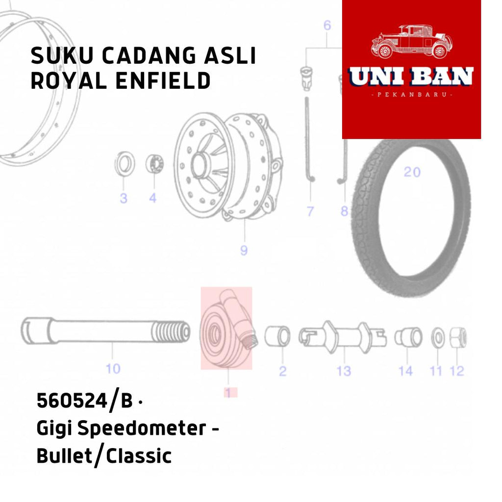 Gigi spido / Speedometer Drive / Gear 560524 Classic 350 500 - Royal Enfield ASLI (depan cakram)