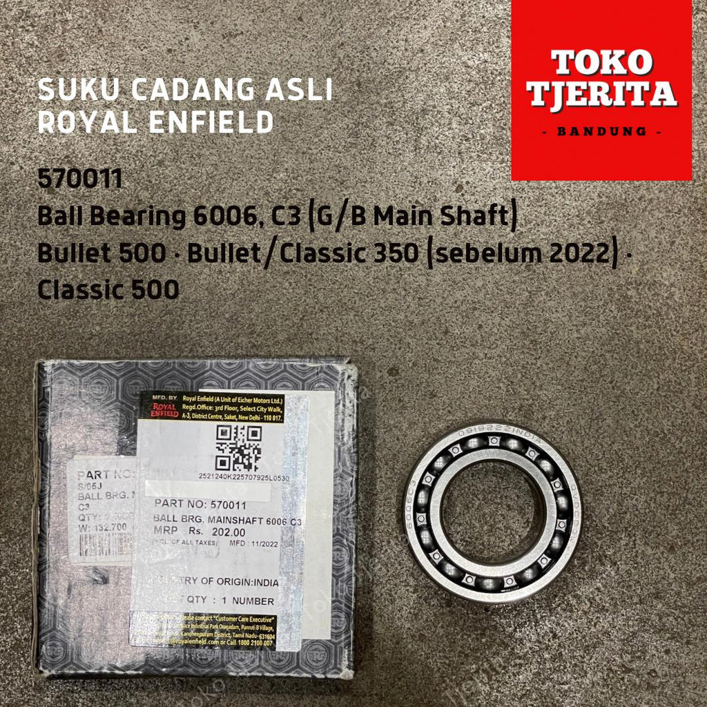 Ball Bearing 6006 C3 Bullet Classic 570011 - Royal Enfield ASLI
