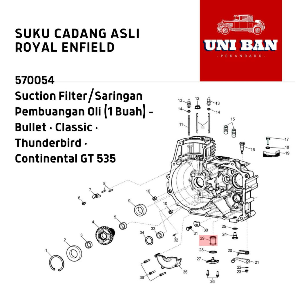 Saringan Pembuangan Oli 570054 Classic Bullet - Royal Enfield ASLI