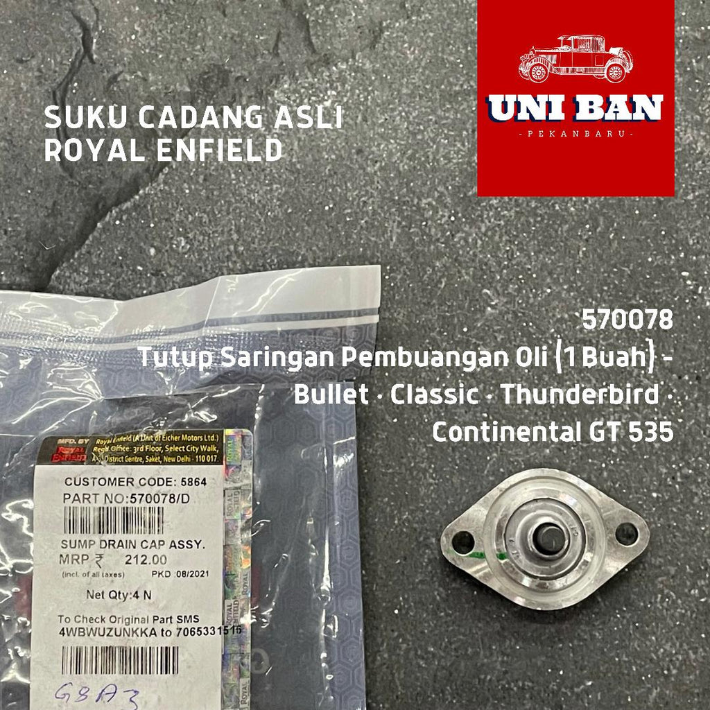 Tutup Saringan Pembuangan Oli Classic Bullet 570078 Royal Enfield ASLI