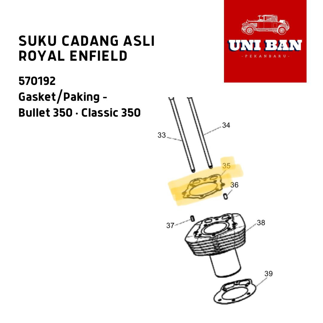 Gasket Cylinder Head Classic 350 570192 Paking - Royal Enfield ASLI