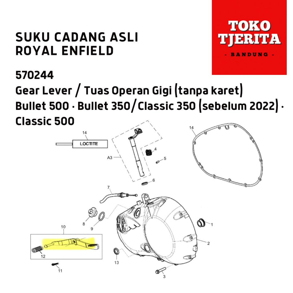 Gear Lever Tuas Persneling Operan Gigi Bullet Classic 570244 - Royal Enfield ASLI