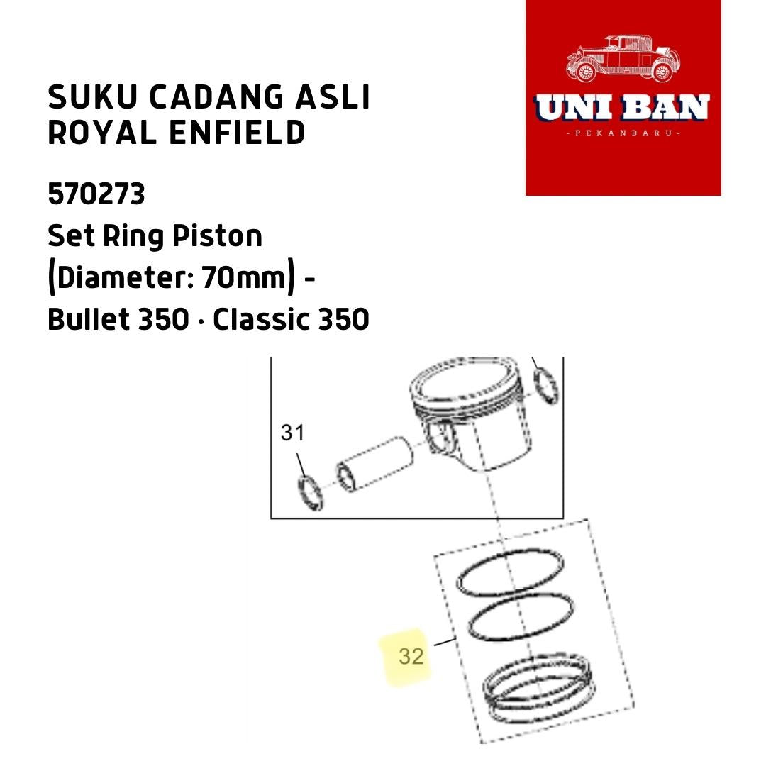Set Ring Piston Bullet 350 Classic 350 570273 - Royal Enfield ASLI