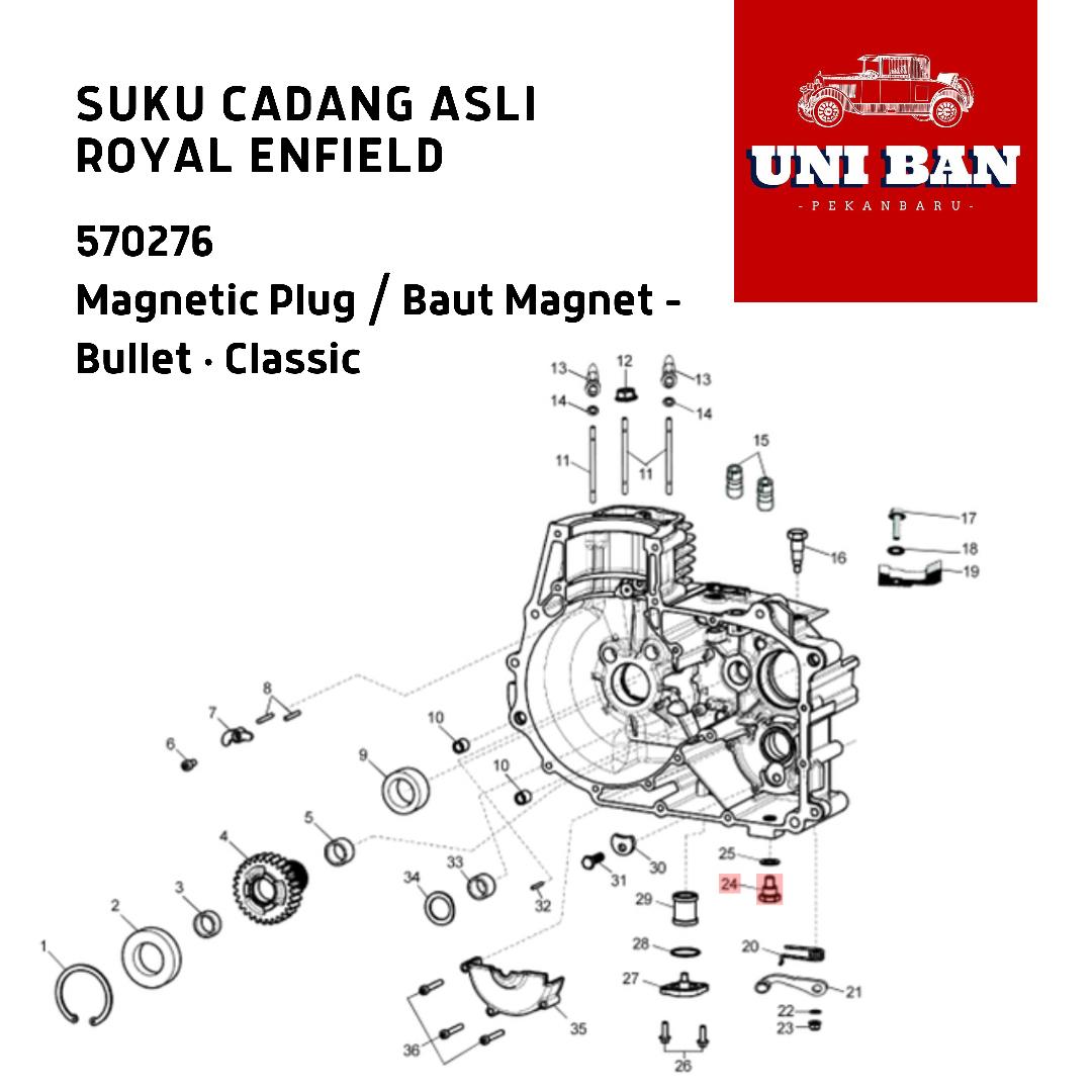 Baut Magnet / Magnetic Plug 570276 Bullet Classic - Royal Enfield ASLI