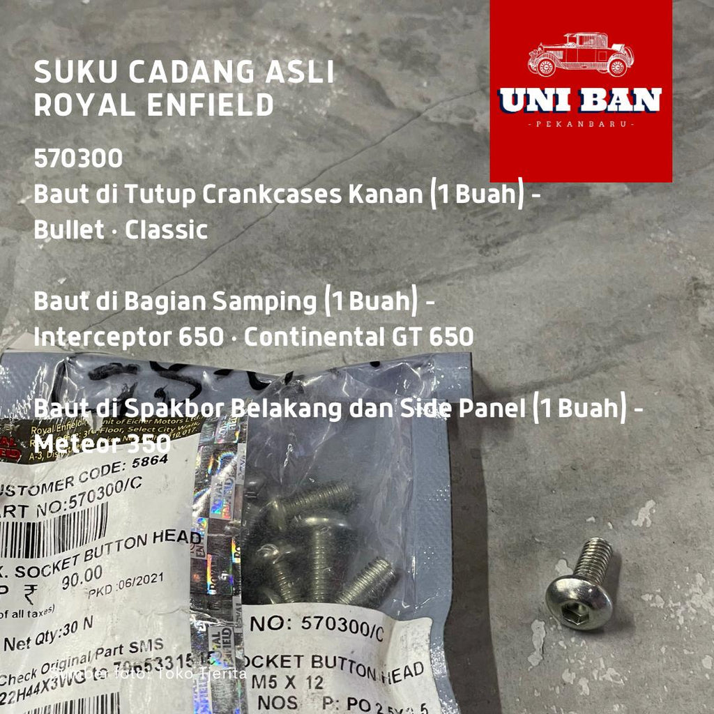 Baut (1 Buah) Tutup Crankcase Kanan Classic 570300 Royal Enfield ASLI