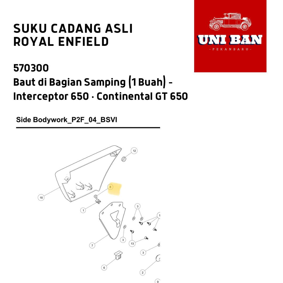 Baut (1 Buah) Tutup Crankcase Kanan Classic 570300 Royal Enfield ASLI