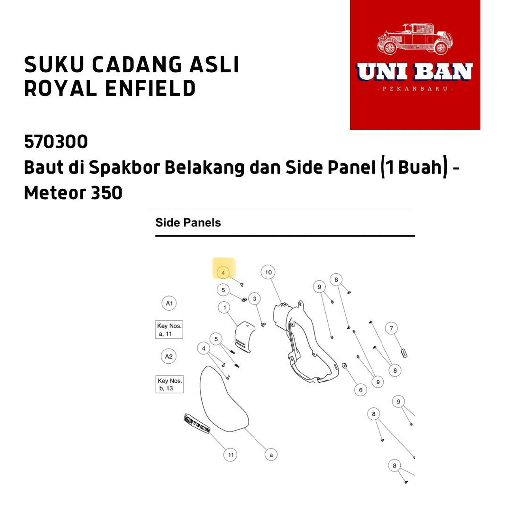 Baut (1 Buah) Tutup Crankcase Kanan Classic 570300 Royal Enfield ASLI