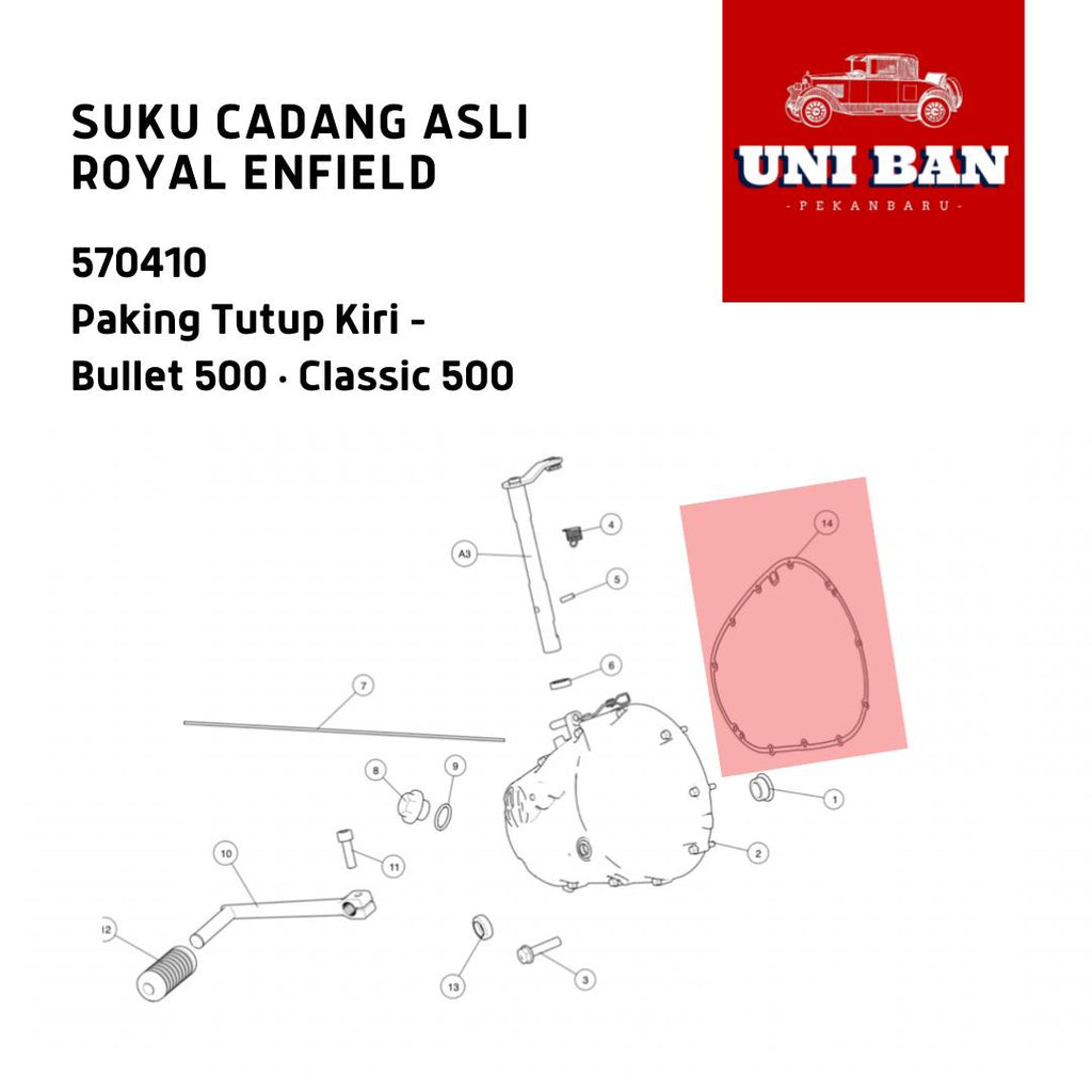 Paking Tutup Mesin Kiri Classic 570410 Gasket Cover LH - Royal Enfield